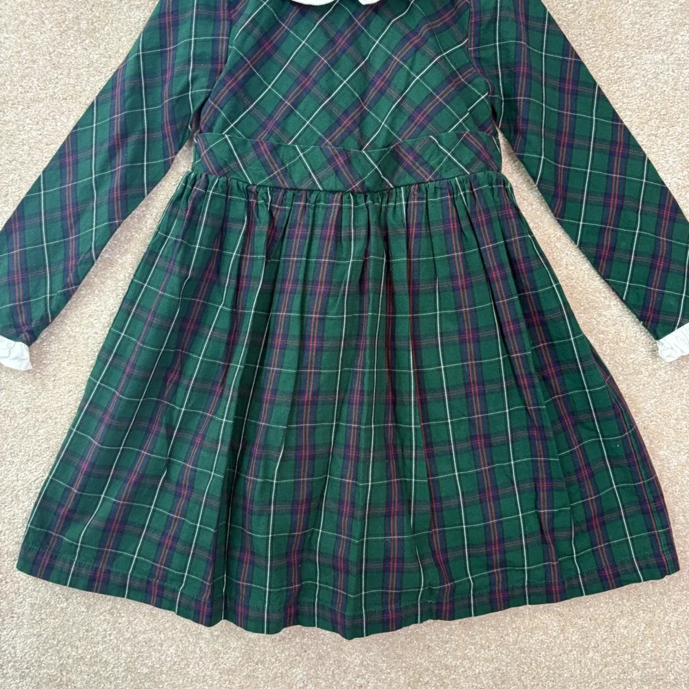 HOPE & HENRY Plaid Dress Kids 4 4T Green Holiday Christmas Preppy Tartan